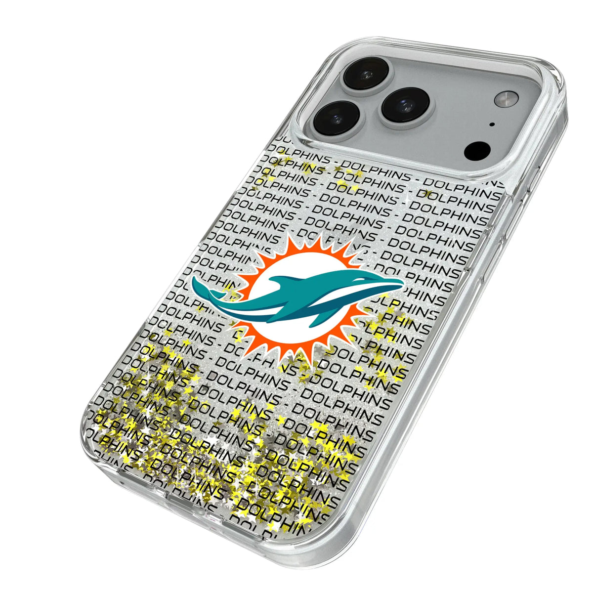 Miami Dolphins Text Backdrop Glitter Phone Case for Apple iPhone