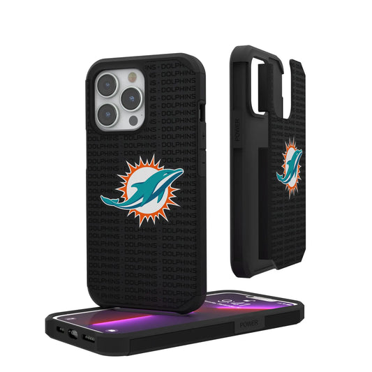 Miami Dolphins Text Backdrop Rugged Phone Case for Apple iPhone