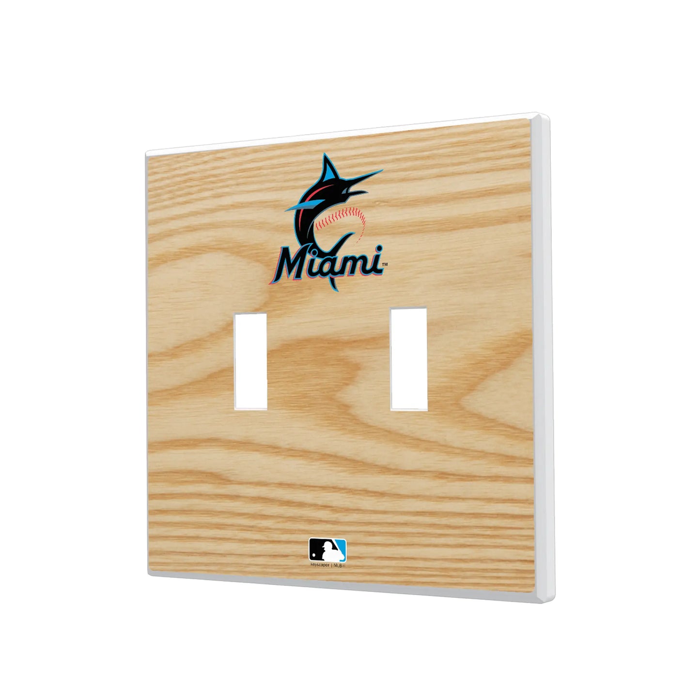 Miami Marlins Baseball Bat Hidden-Screw Light Switch Plate
