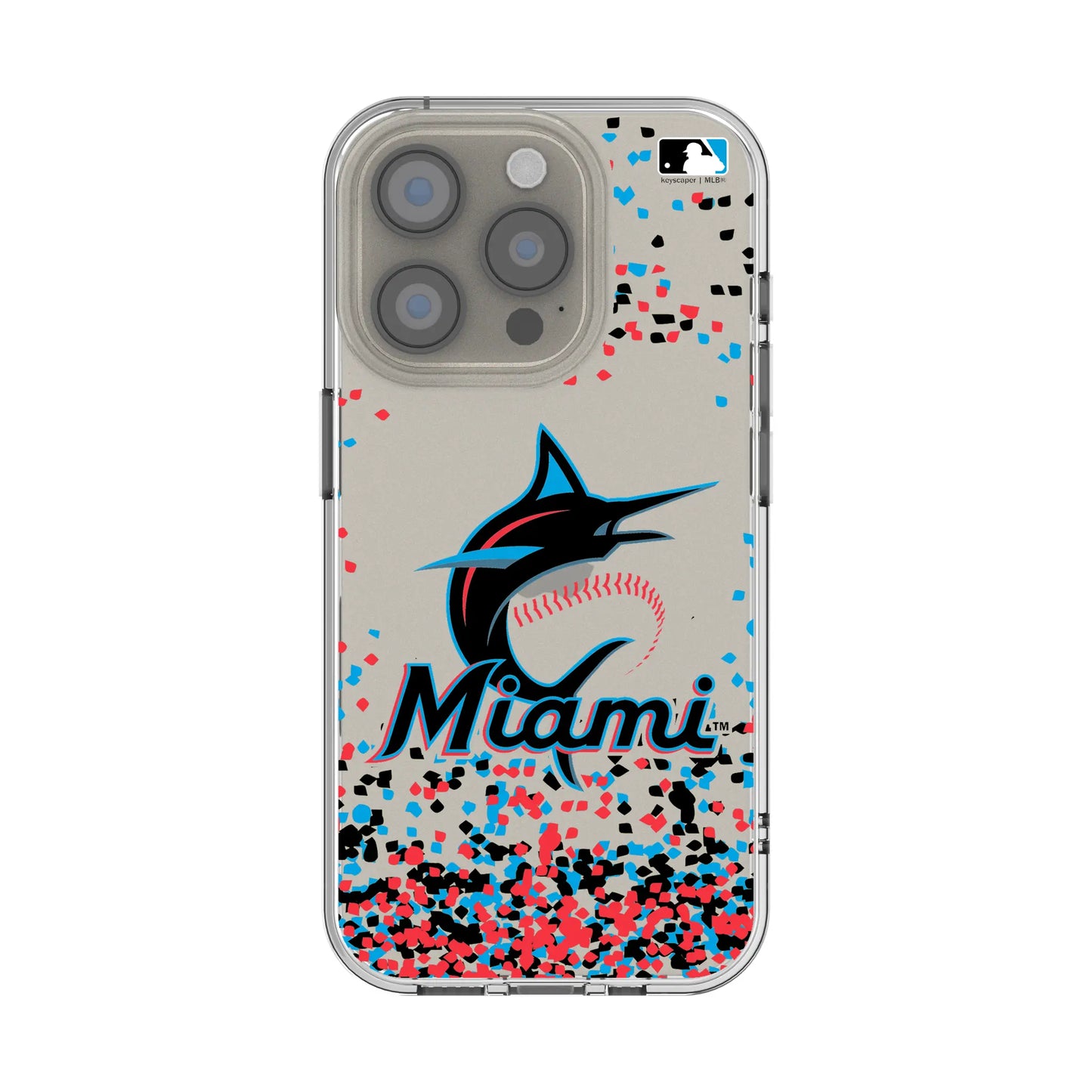 Miami Marlins Confetti Clear Phone Case for Apple iPhone