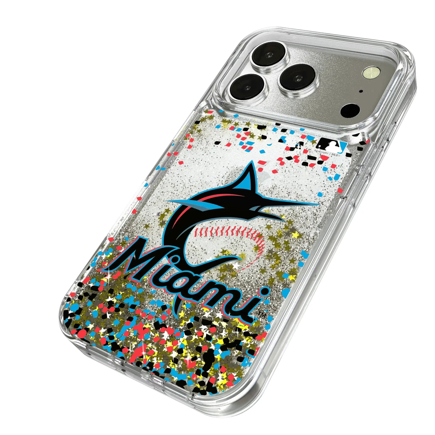 Miami Marlins Confetti Glitter Phone Case for Apple iPhone