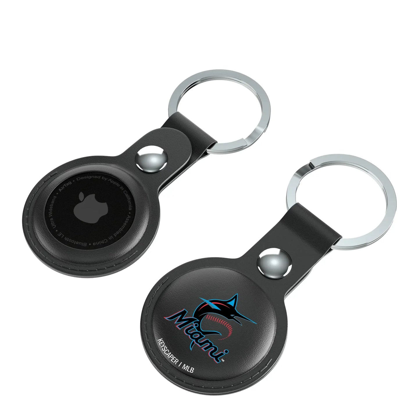 Miami Marlins Insignia Black Airtag Holder 2-Pack