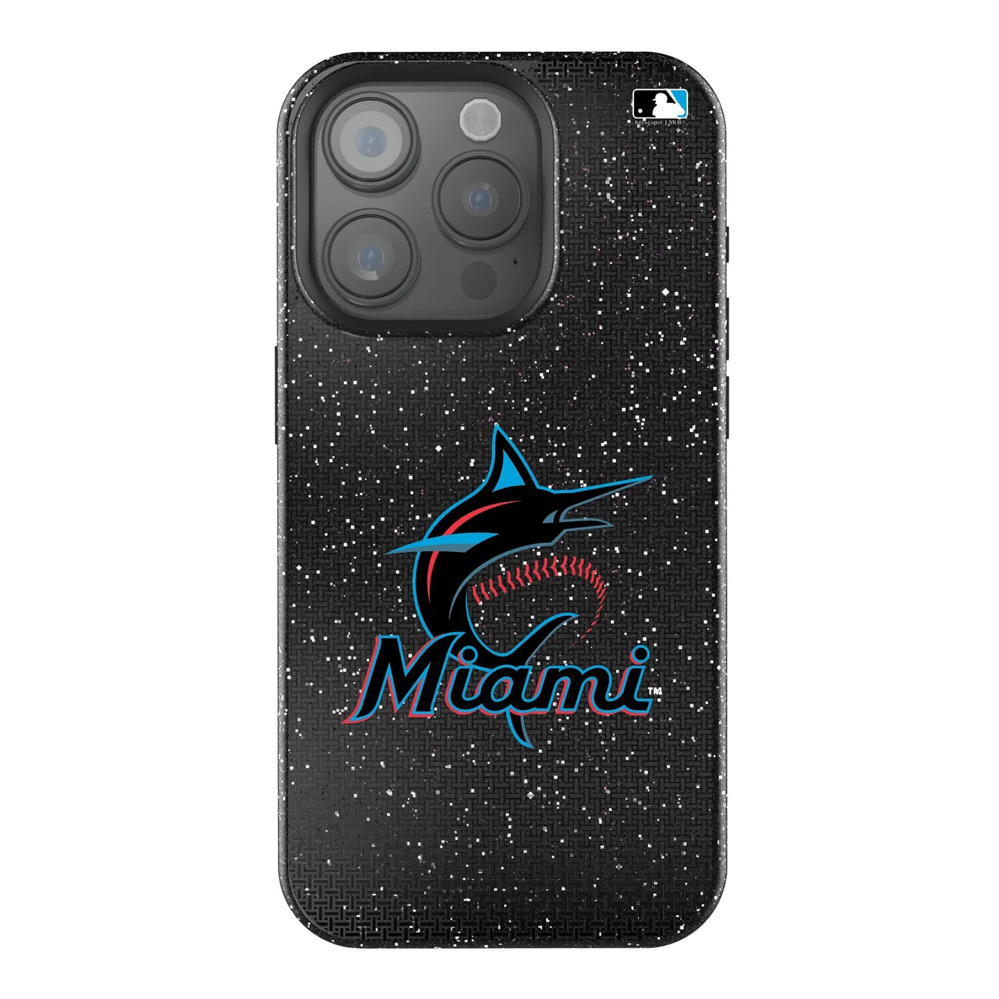 Miami Marlins Linen Black Bling Phone Case for Apple iPhone