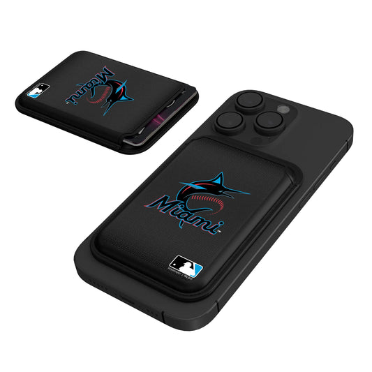 Miami Marlins Linen Black Magnetic Credit Card Wallet
