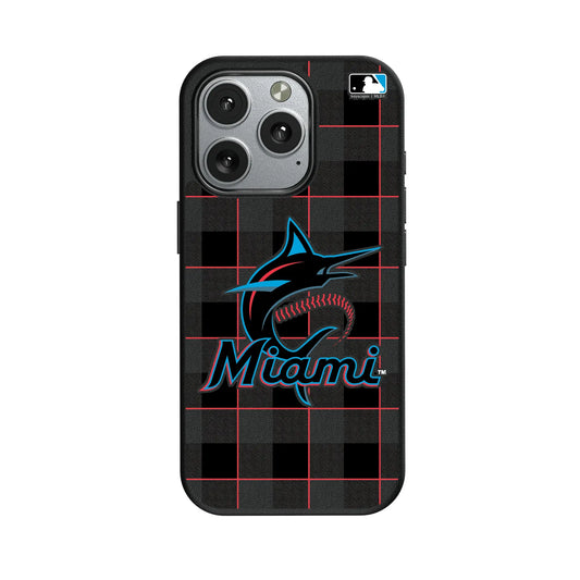 Miami Marlins Plaid MagSafe Compatible Phone Case for Apple iPhone