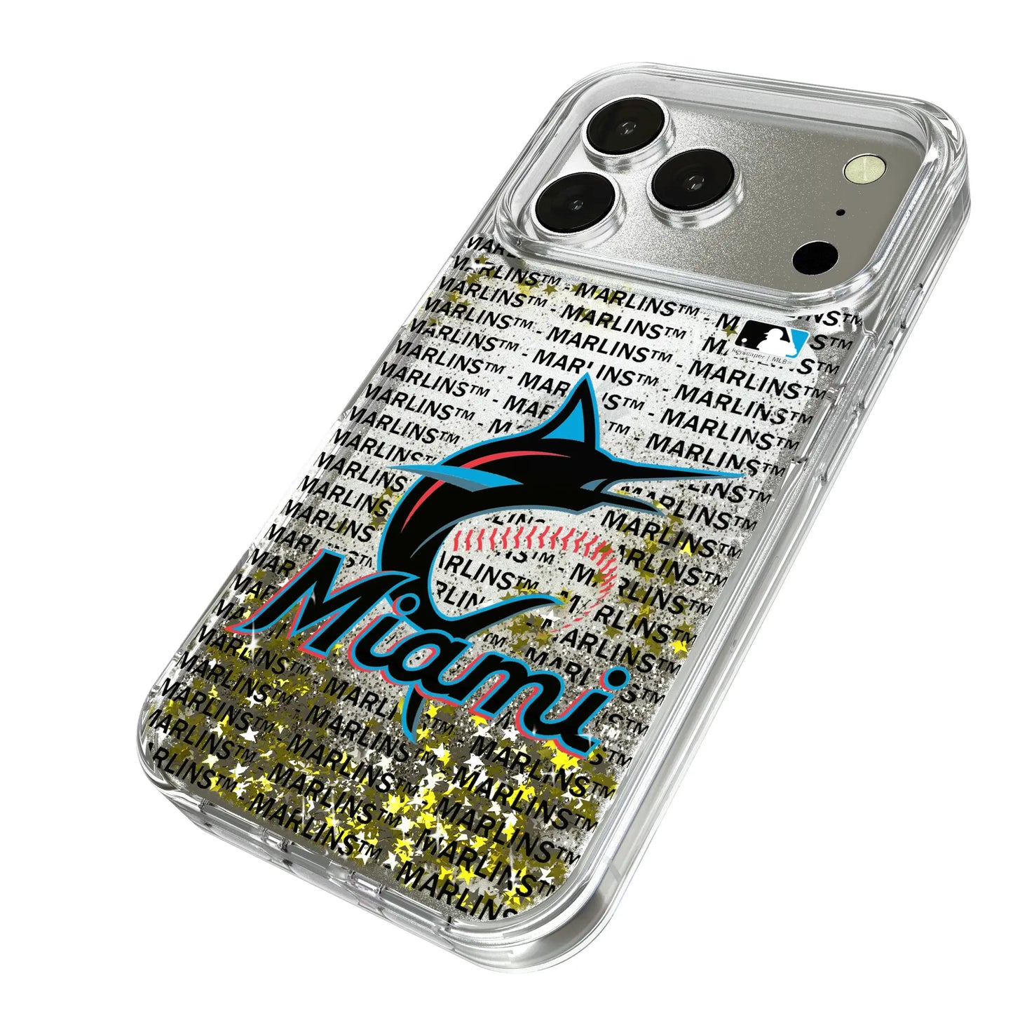 Miami Marlins Text Backdrop Glitter Phone Case for Apple iPhone
