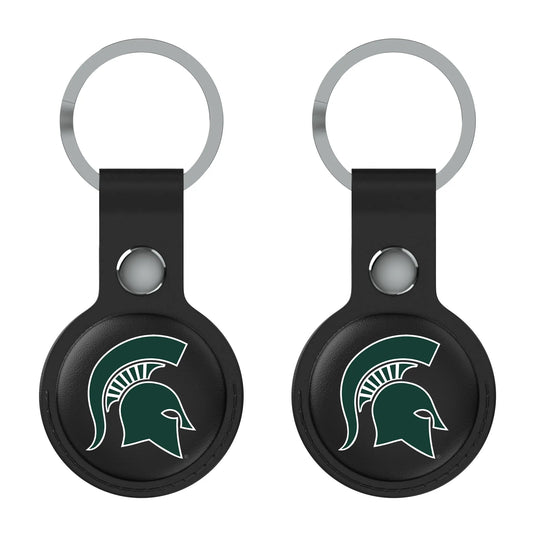 Michigan State University Spartans Insignia Black Airtag Holder 2-Pack