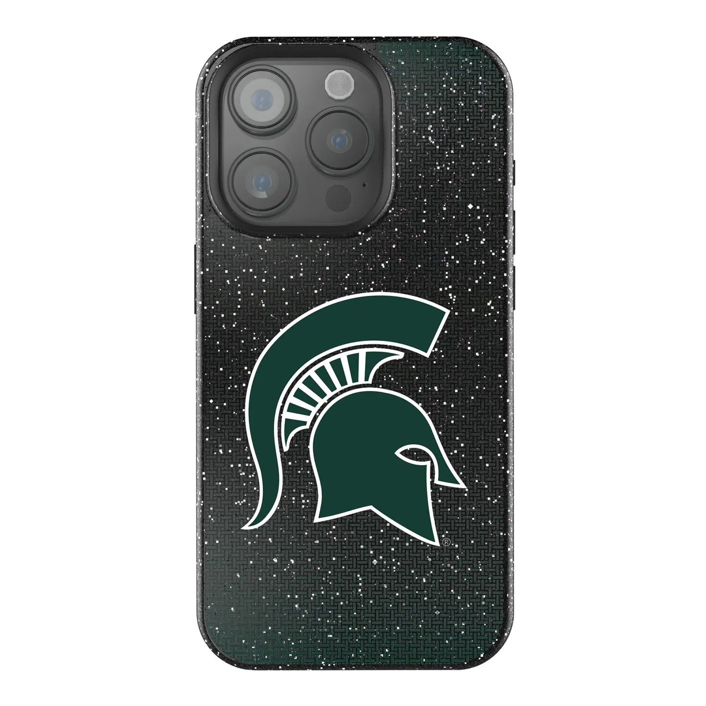Michigan State University Spartans Linen Black Bling Phone Case for Apple iPhone