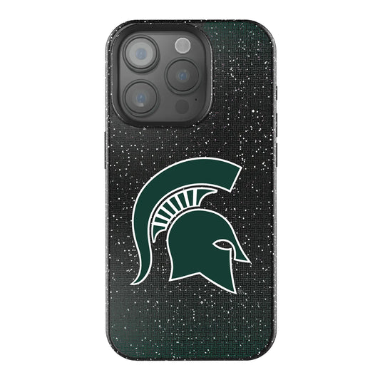 Michigan State University Spartans Linen Black Bling Phone Case for Apple iPhone