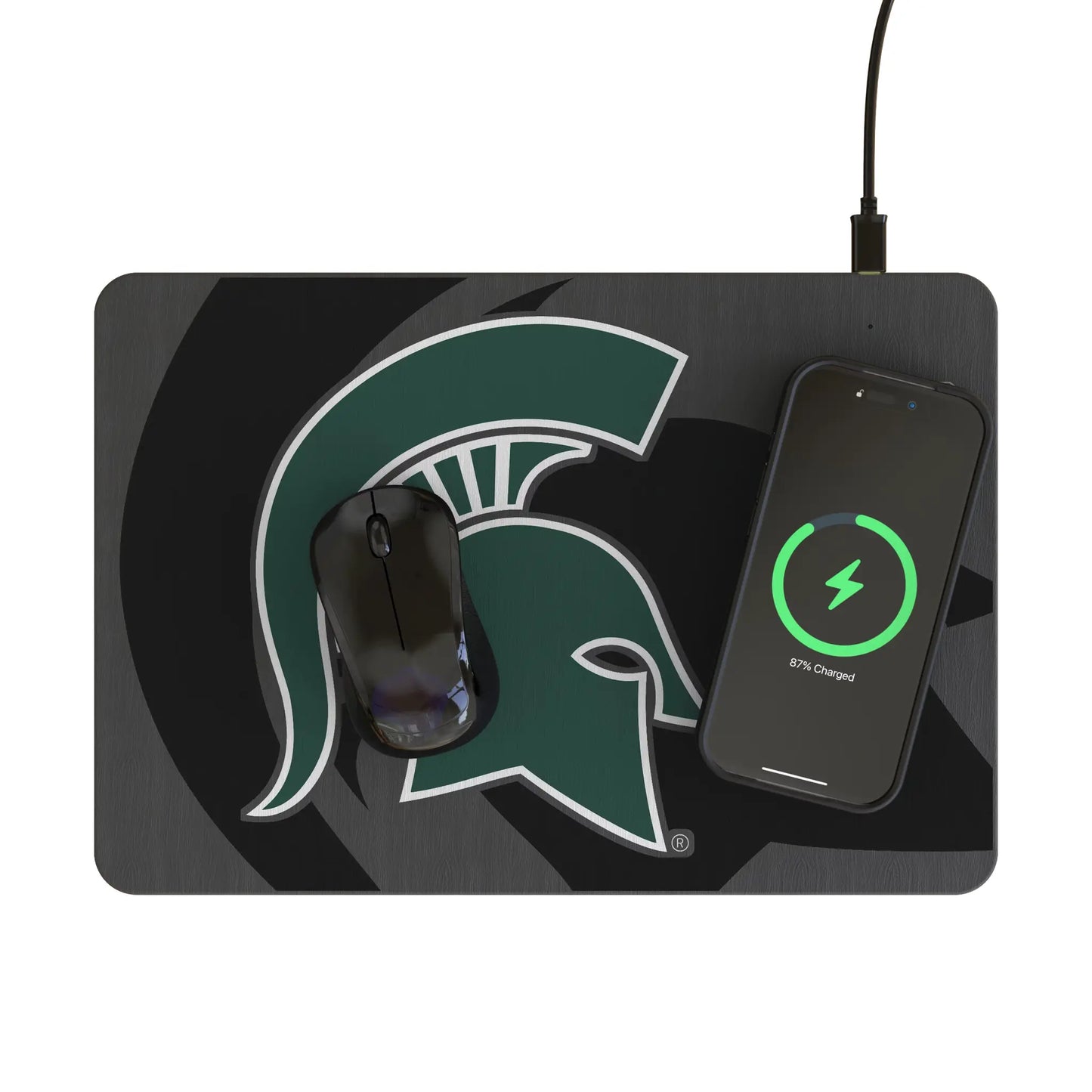 Michigan State University Spartans Monocolor Tilt 15-Watt Wireless Charger and Mouse Pad