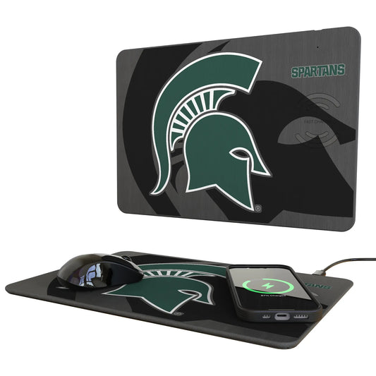 Michigan State University Spartans Monocolor Tilt 15-Watt Wireless Charger and Mouse Pad