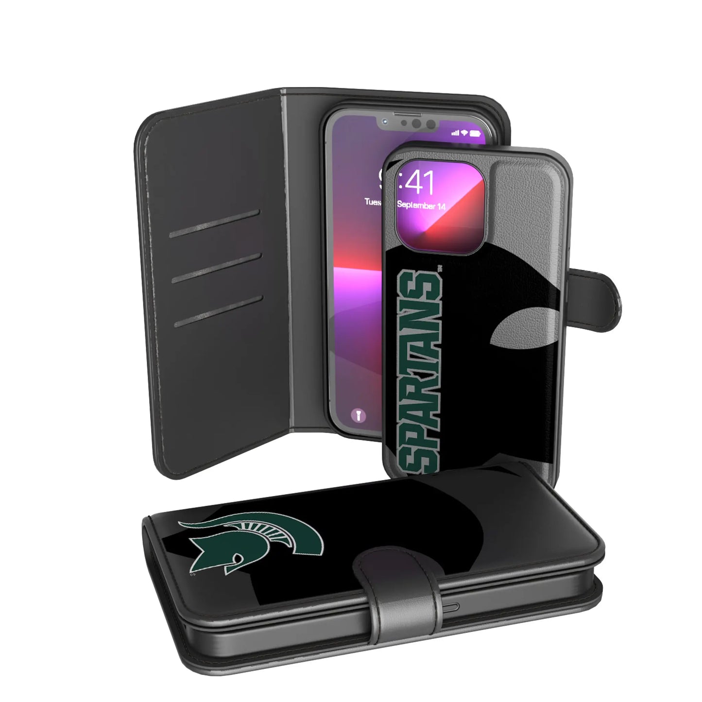 Michigan State University Spartans Monocolor Tilt Wallet Phone Case for Apple iPhone