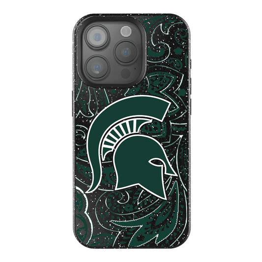 Michigan State University Spartans Paisley Black Bling Phone Case for Apple iPhone