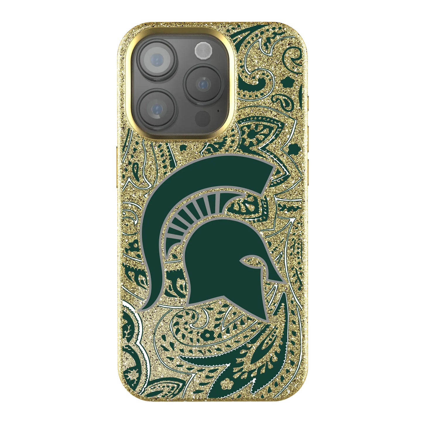 Michigan State University Spartans Paisley Bling Phone Case for Apple iPhone