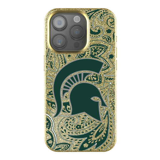 Michigan State University Spartans Paisley Bling Phone Case for Apple iPhone