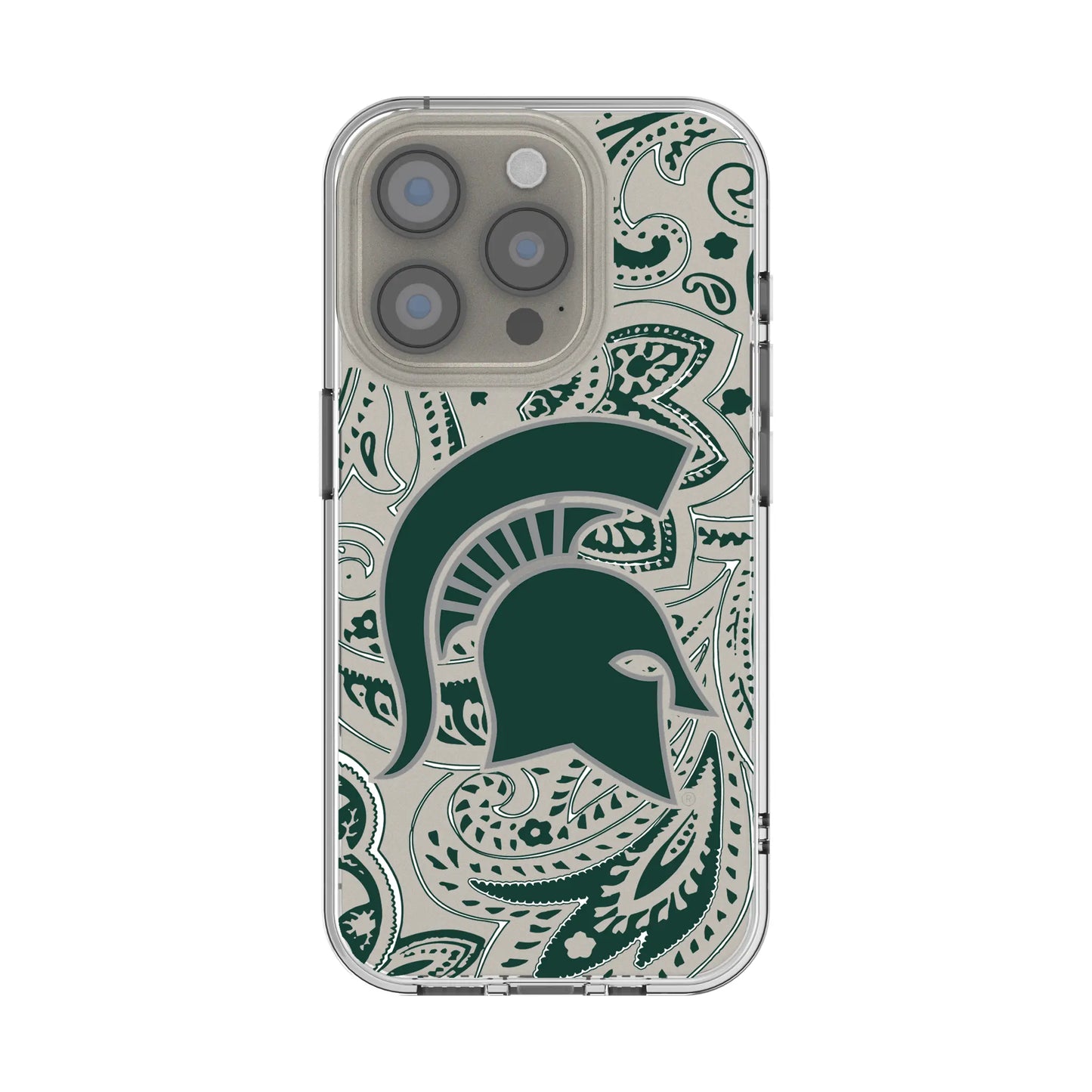 Michigan State University Spartans Paisley Clear Phone Case for Apple iPhone