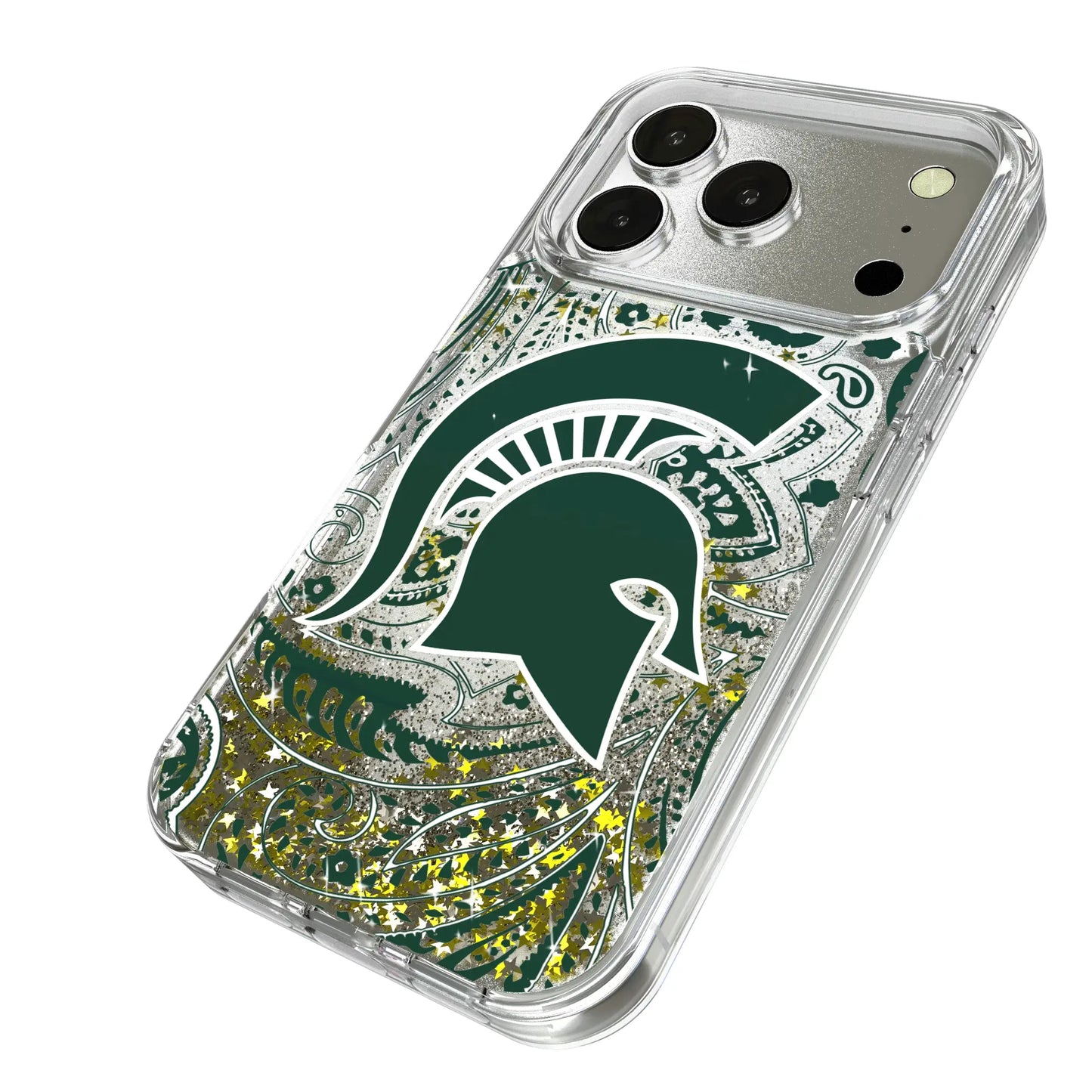 Michigan State University Spartans Paisley Glitter Phone Case for Apple iPhone
