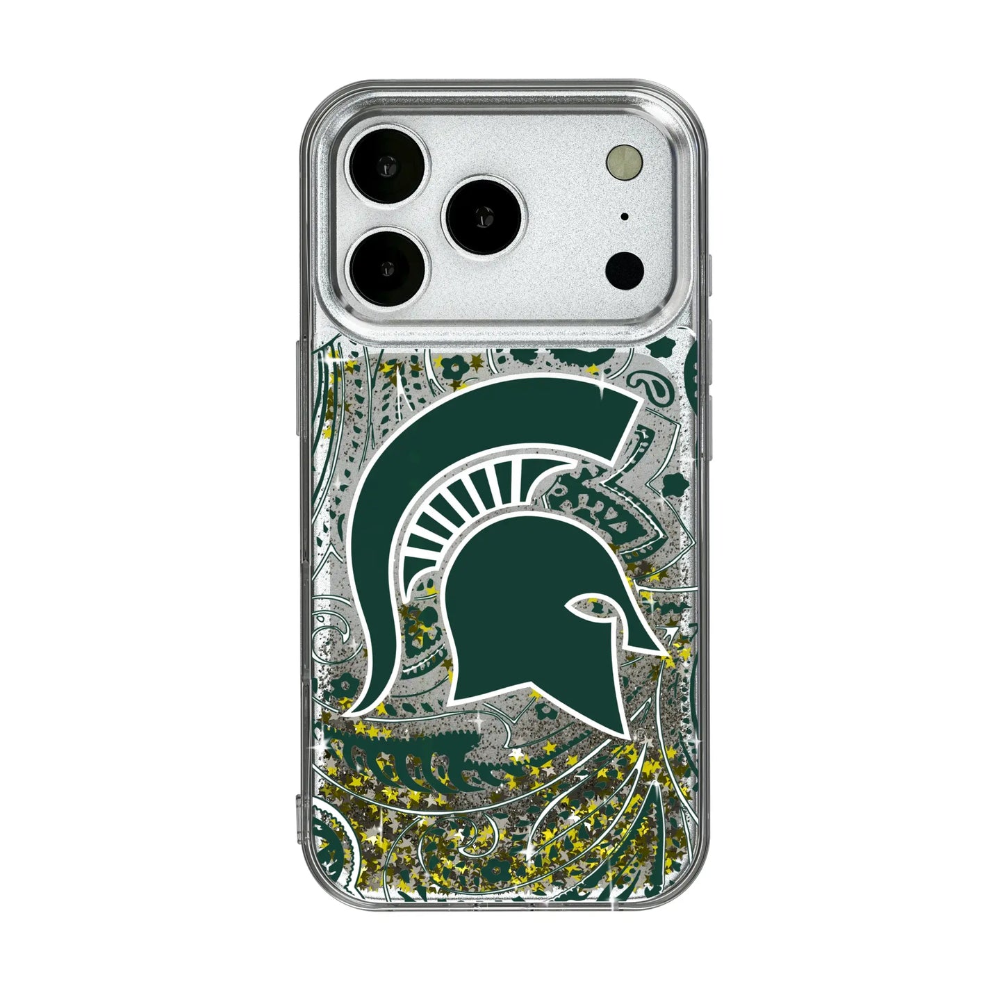Michigan State University Spartans Paisley Glitter Phone Case for Apple iPhone