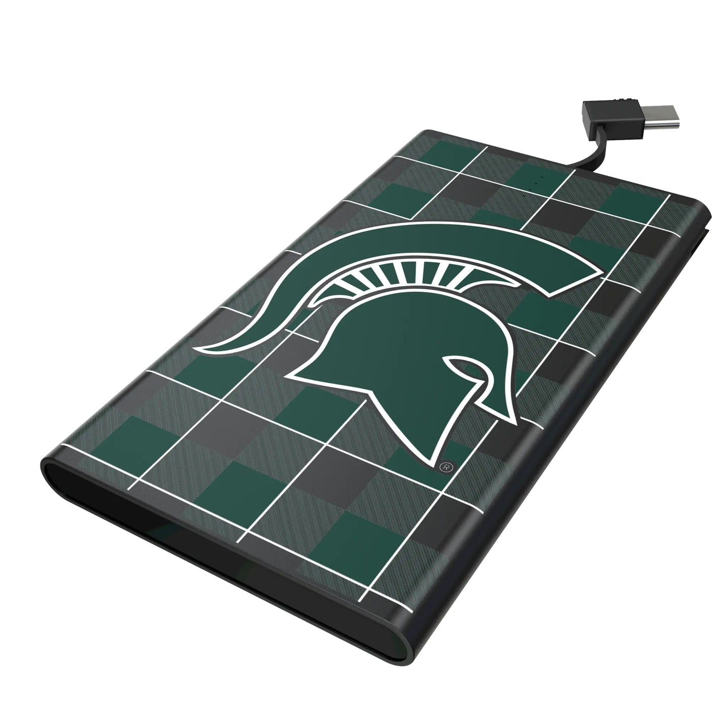 Michigan State University Spartans Plaid 5000mAh Flat Powerbank