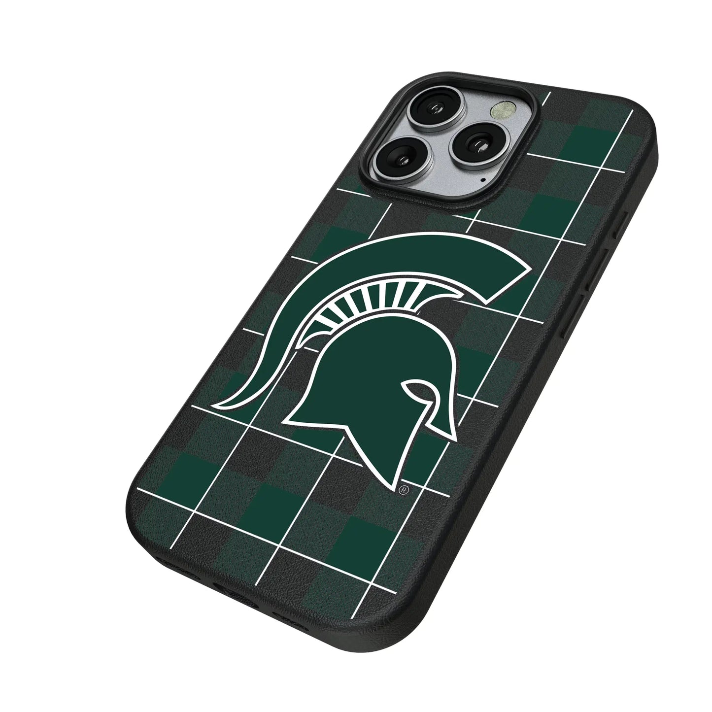 Michigan State University Spartans Plaid MagSafe Compatible Phone Case for Apple iPhone