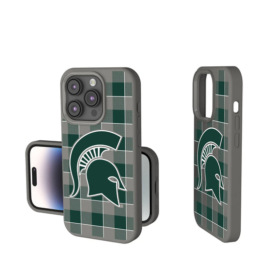 Michigan State University Spartans Plaid Soft Touch Phone Case for Apple iPhone