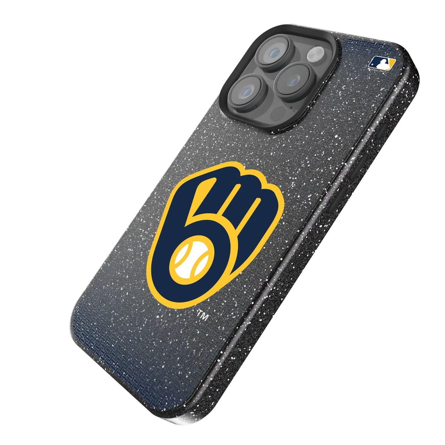 Milwaukee Brewers Linen Black Bling Phone Case for Apple iPhone