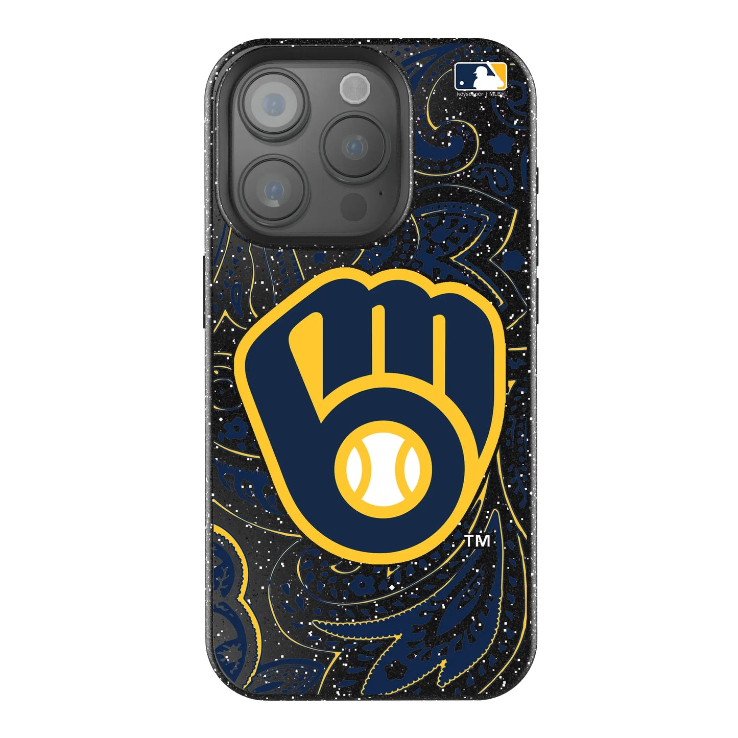 Milwaukee Brewers Paisley Black Bling Phone Case for Apple iPhone