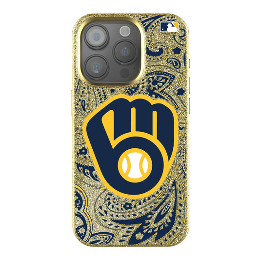 Milwaukee Brewers Paisley Bling Phone Case for Apple iPhone