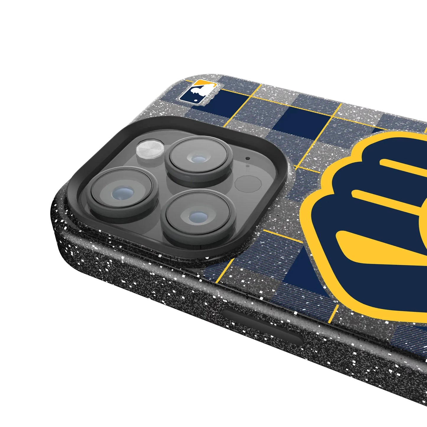 Milwaukee Brewers Plaid Black Bling Phone Case for Apple iPhone