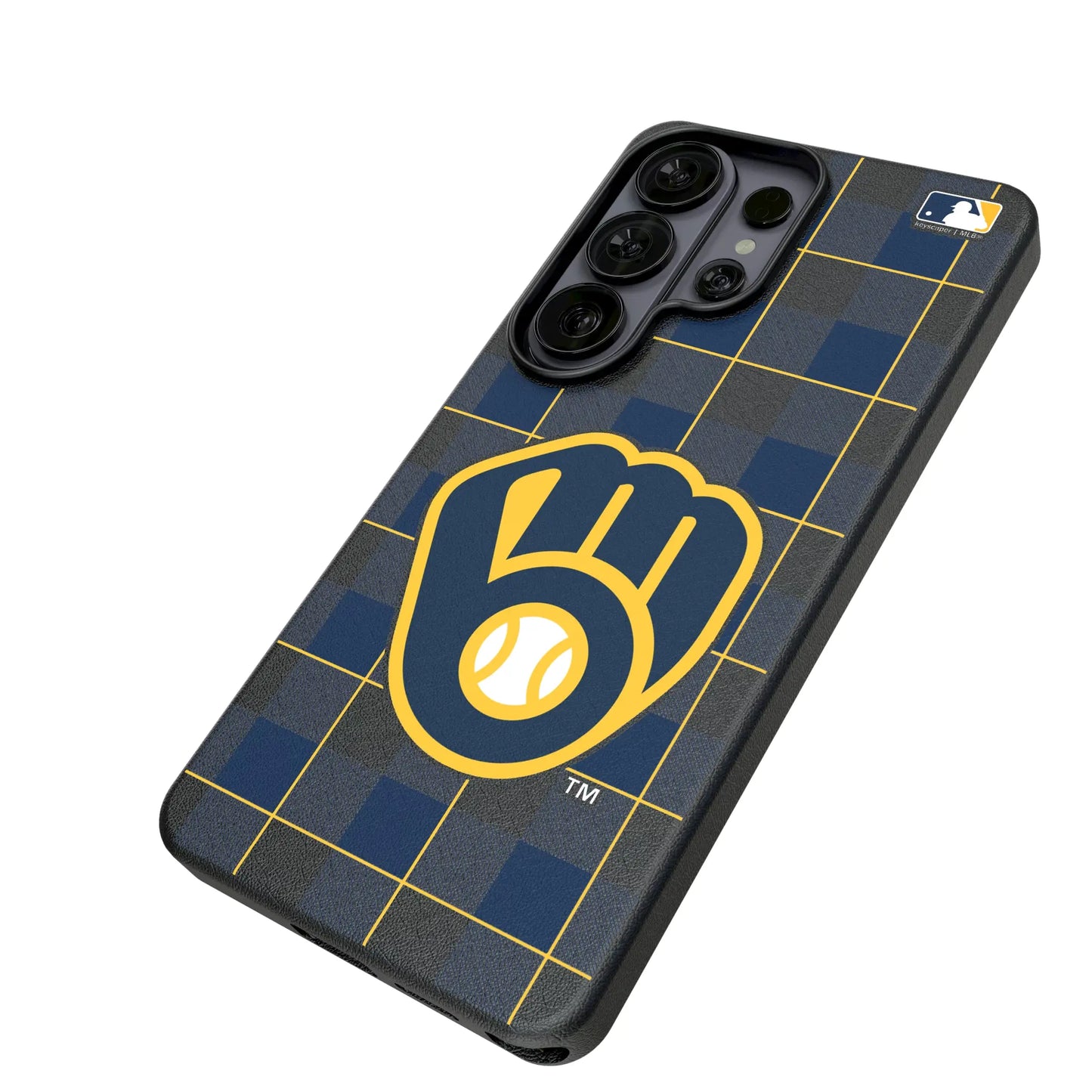 Milwaukee Brewers Plaid MagSafe Compatible Phone Case for Samsung Galaxy