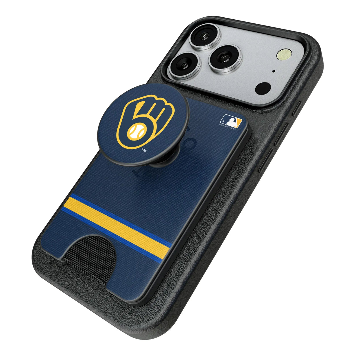 Milwaukee Brewers Stripe PopSockets MagSafe-Compatible PopWallet+
