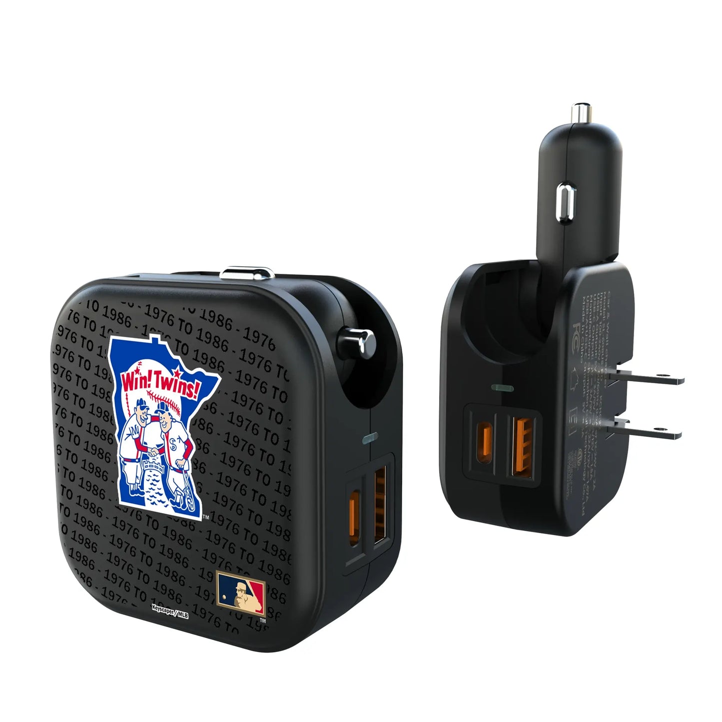 Minnesota Twins 1976-1986 - Cooperstown Collection Text Backdrop 2 in 1 USB A/C Charger