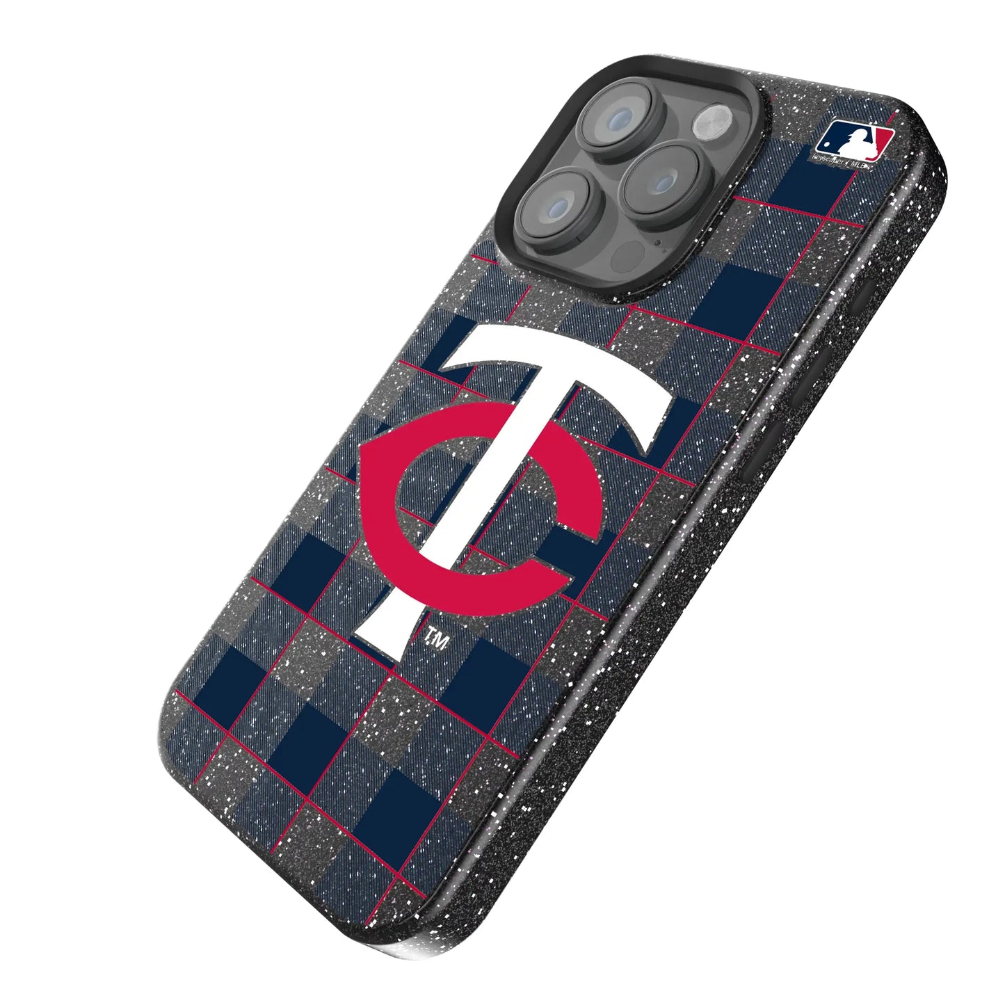 Minnesota Twins Plaid Black Bling Phone Case for Apple iPhone
