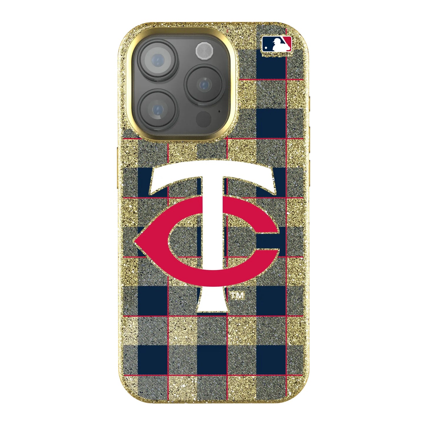 Minnesota Twins Plaid Bling Phone Case for Apple iPhone
