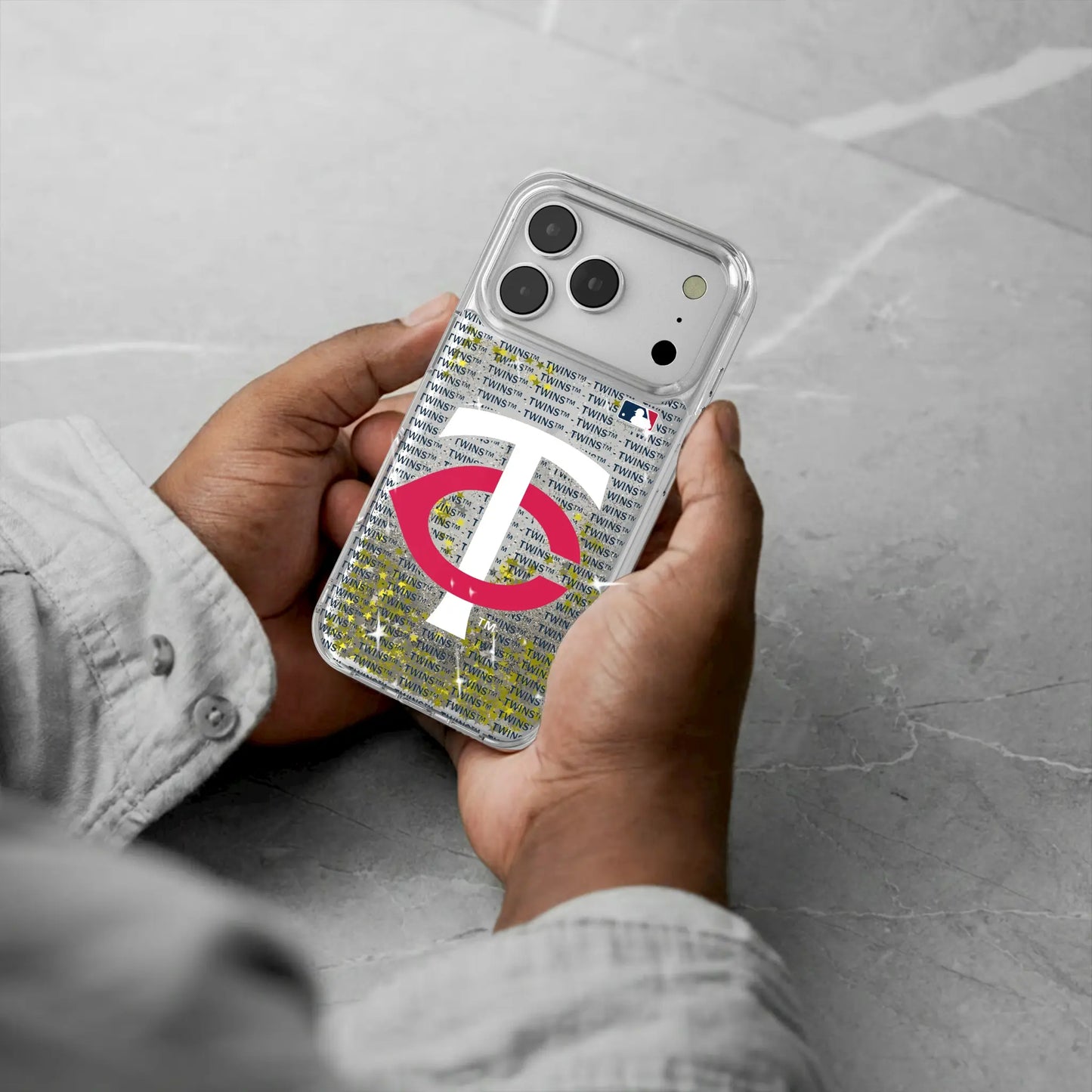 Minnesota Twins Text Backdrop Glitter Phone Case for Apple iPhone