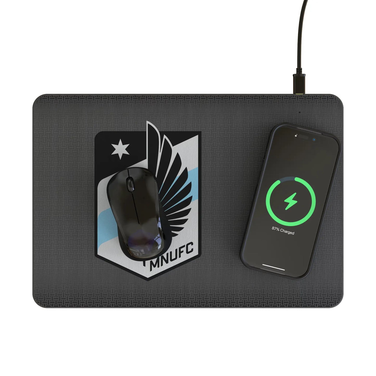 Minnesota United FC Linen 15-Watt Wireless Charger and Mouse Pad