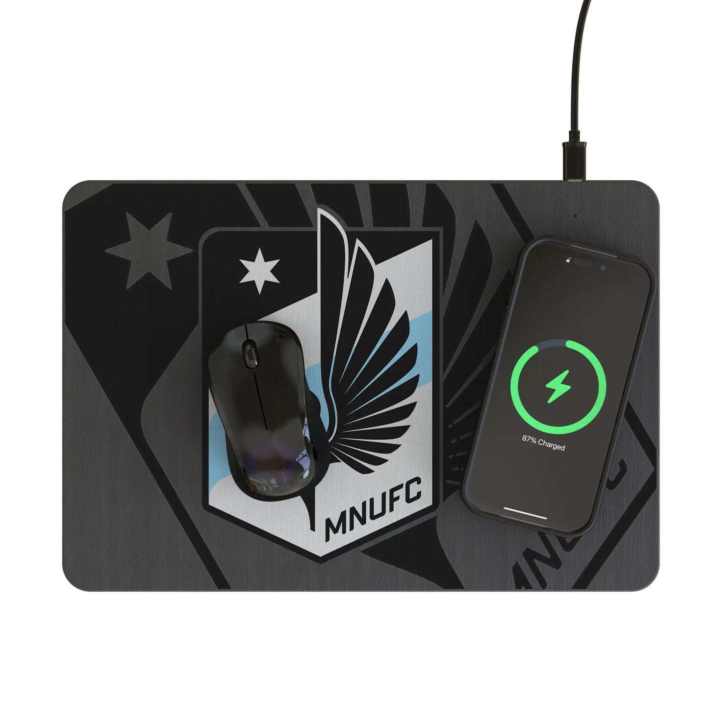 Minnesota United FC Monocolor Tilt 15-Watt Wireless Charger and Mouse Pad