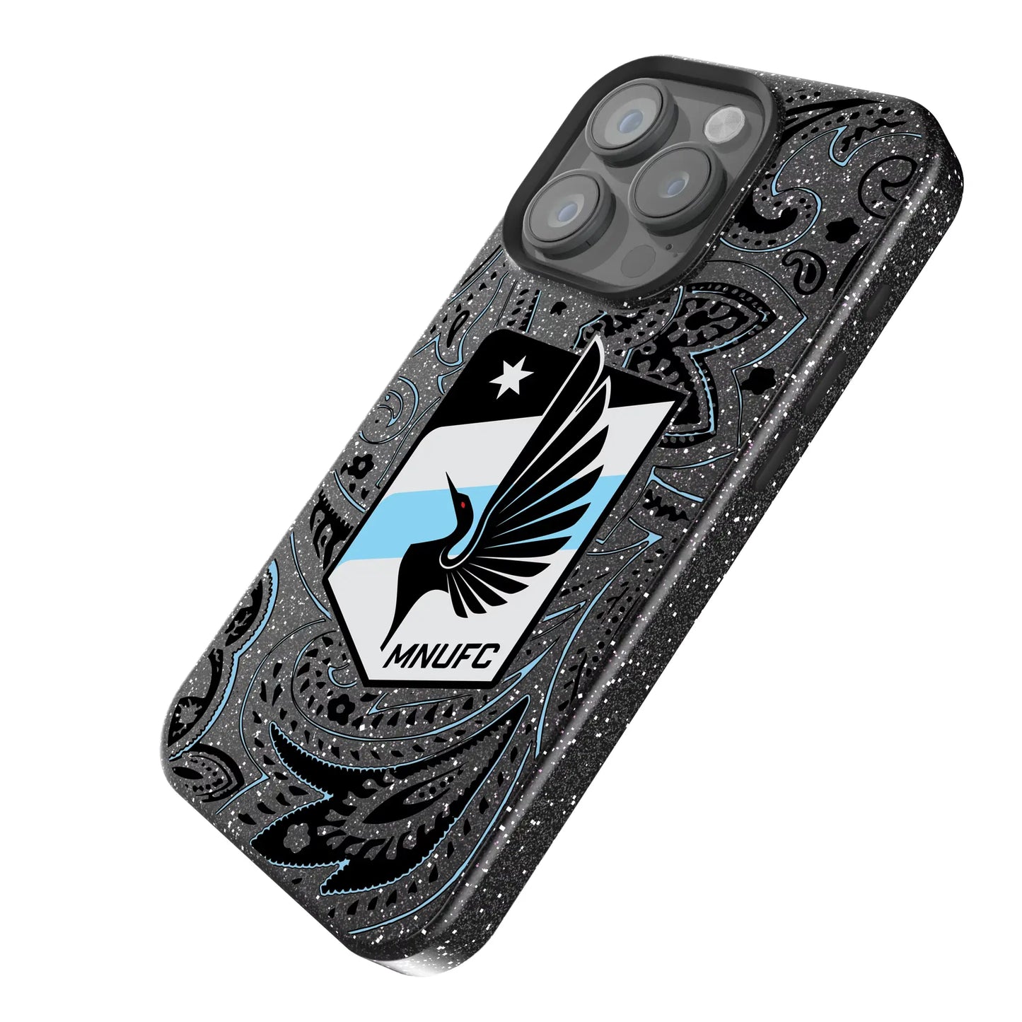Minnesota United FC Paisley Black Bling Phone Case for Apple iPhone