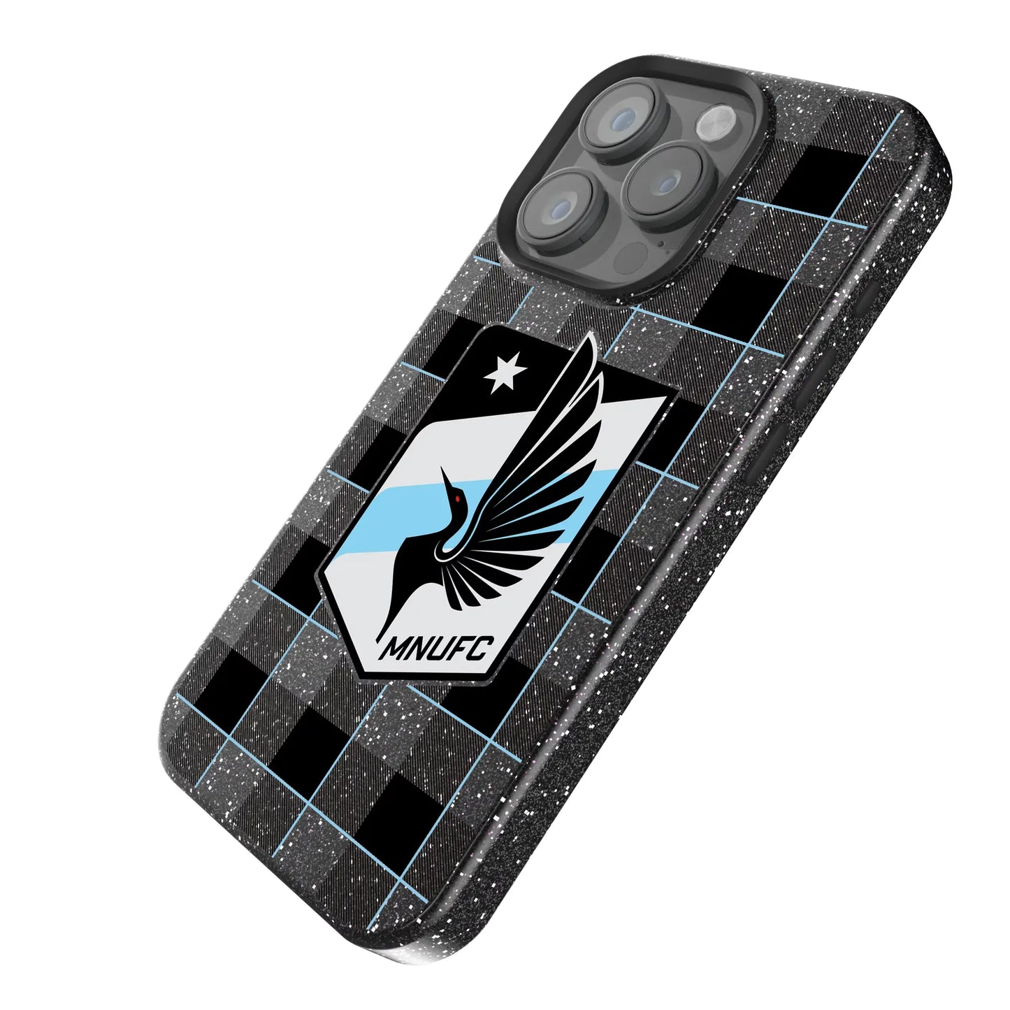 Minnesota United FC Plaid Black Bling Phone Case for Apple iPhone