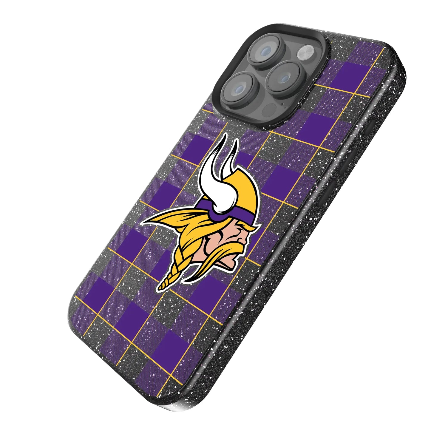 Minnesota Vikings Plaid Black Bling Phone Case for Apple iPhone