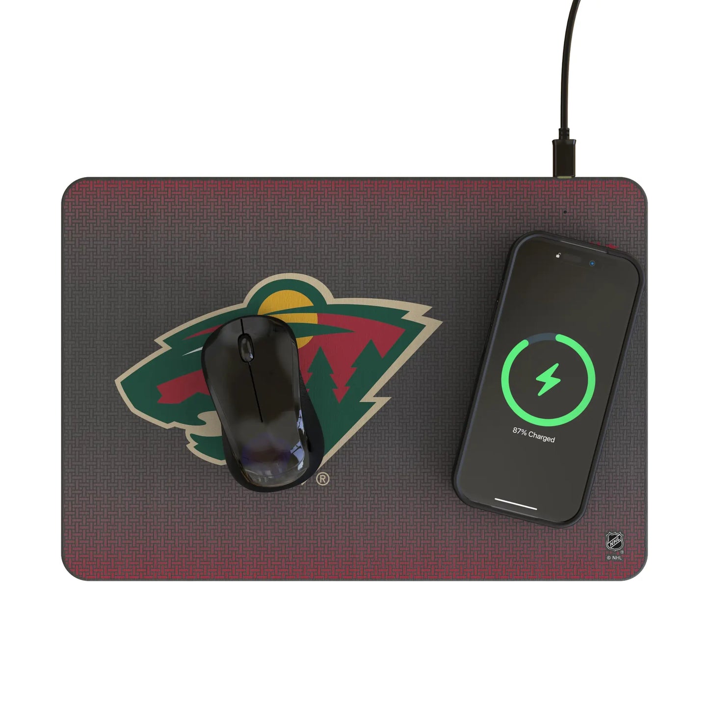 Minnesota Wild Linen 15-Watt Wireless Charger and Mouse Pad