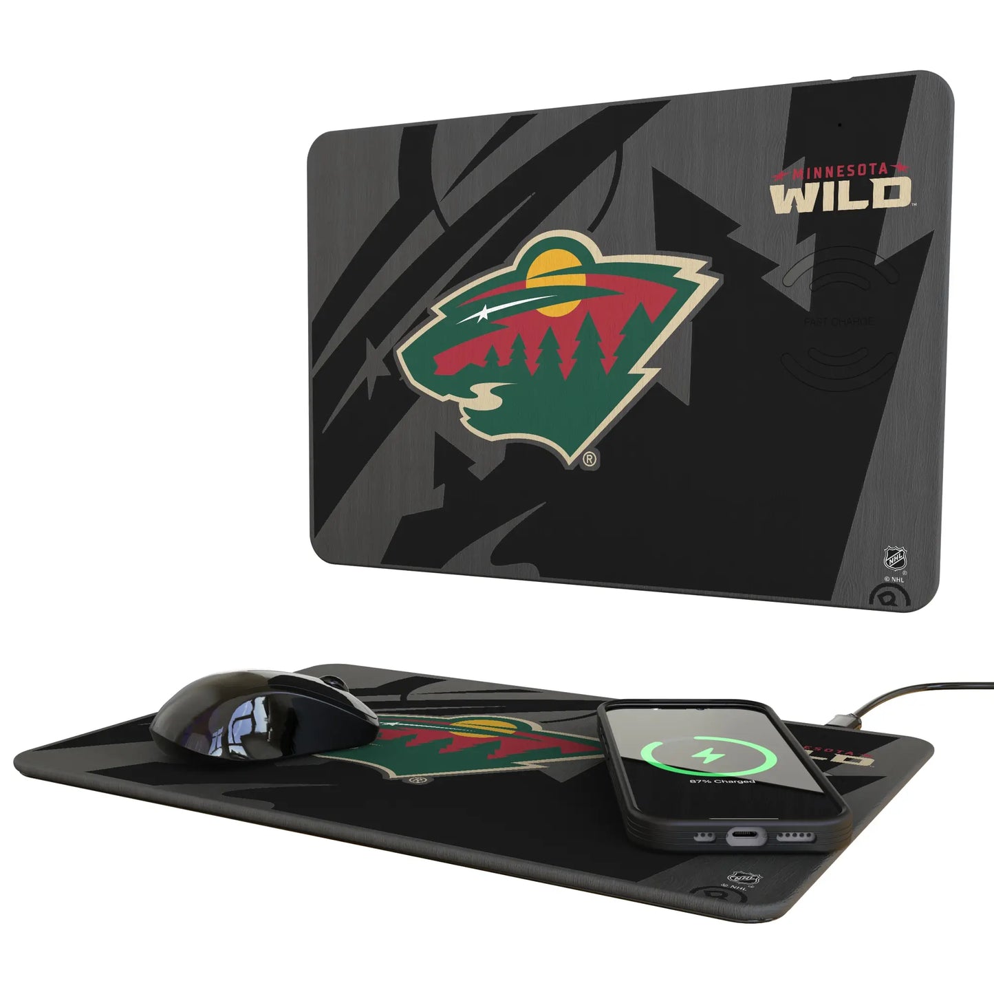 Minnesota Wild Monocolor Tilt 15-Watt Wireless Charger and Mouse Pad