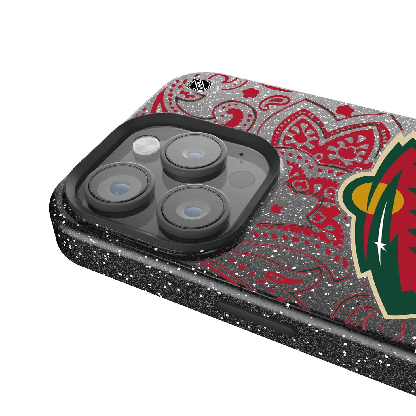 Minnesota Wild Paisley Black Bling Phone Case for Apple iPhone