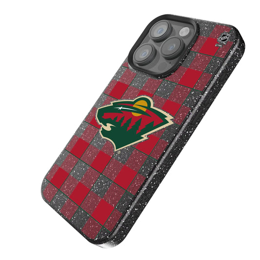 Minnesota Wild Plaid Black Bling Phone Case for Apple iPhone