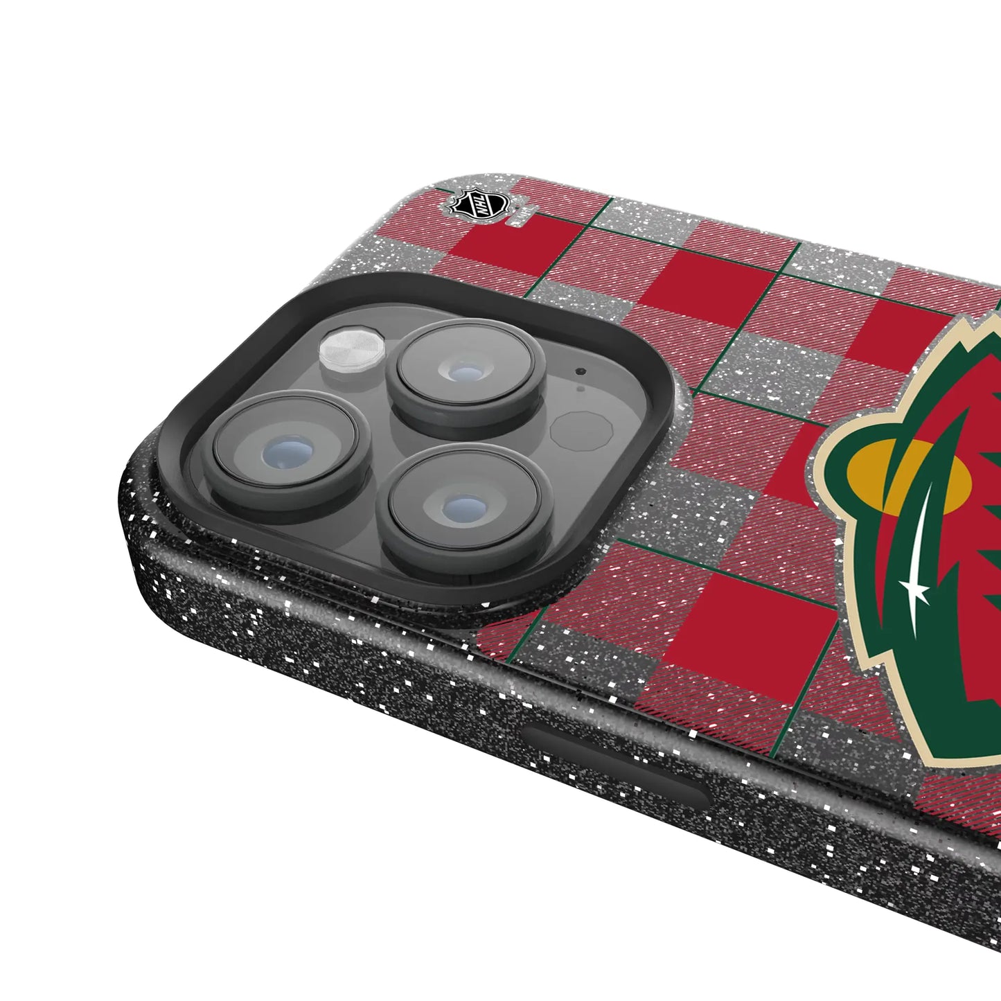 Minnesota Wild Plaid Black Bling Phone Case for Apple iPhone