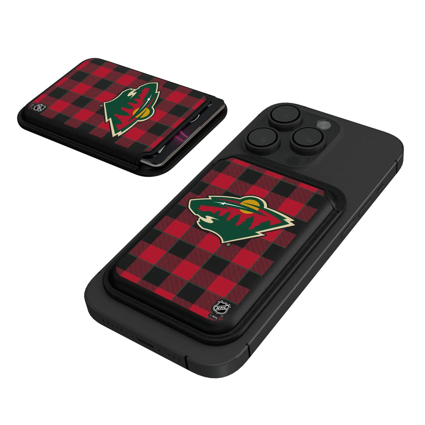 Minnesota Wild Plaid Black Magnetic Credit Card Wallet