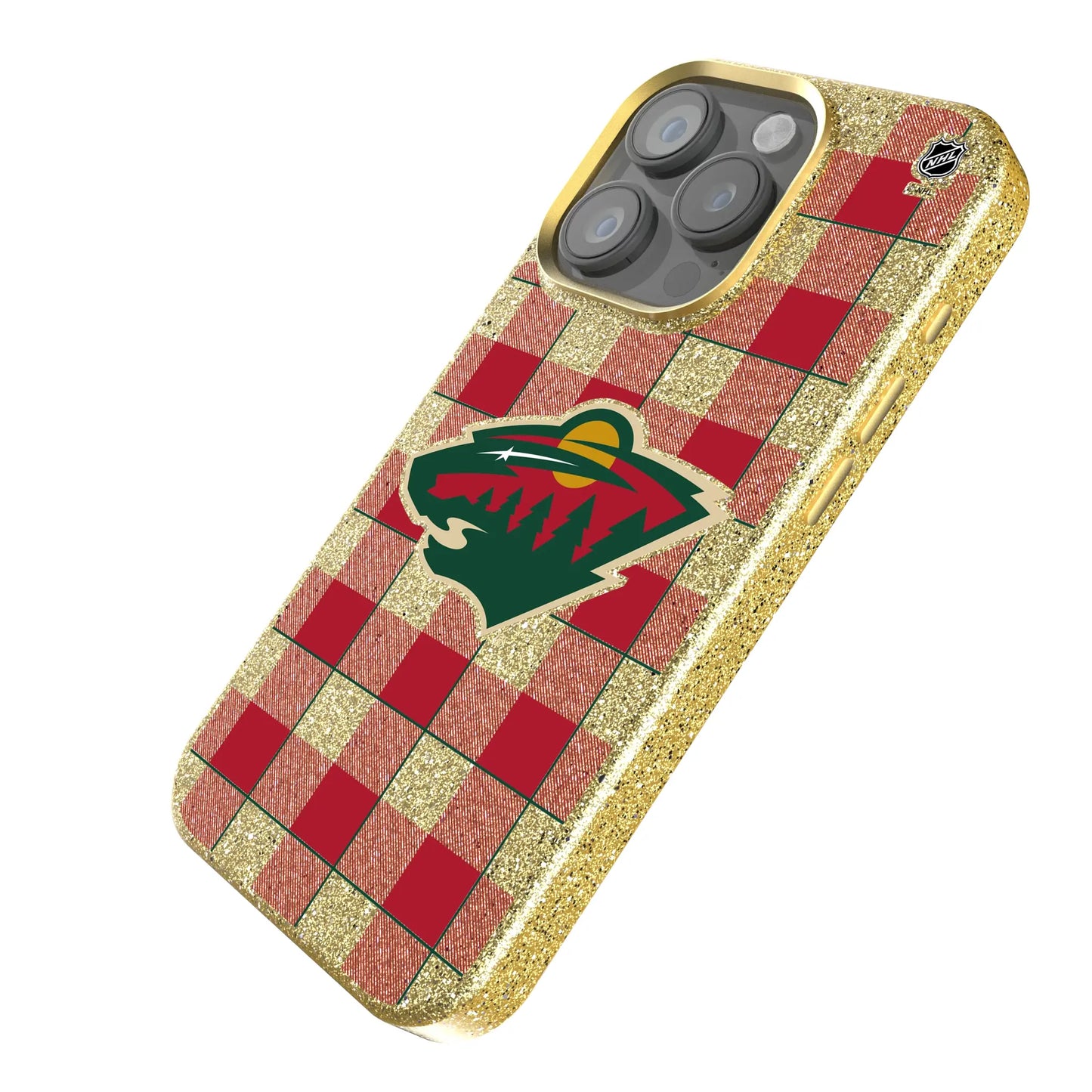 Minnesota Wild Plaid Bling Phone Case for Apple iPhone
