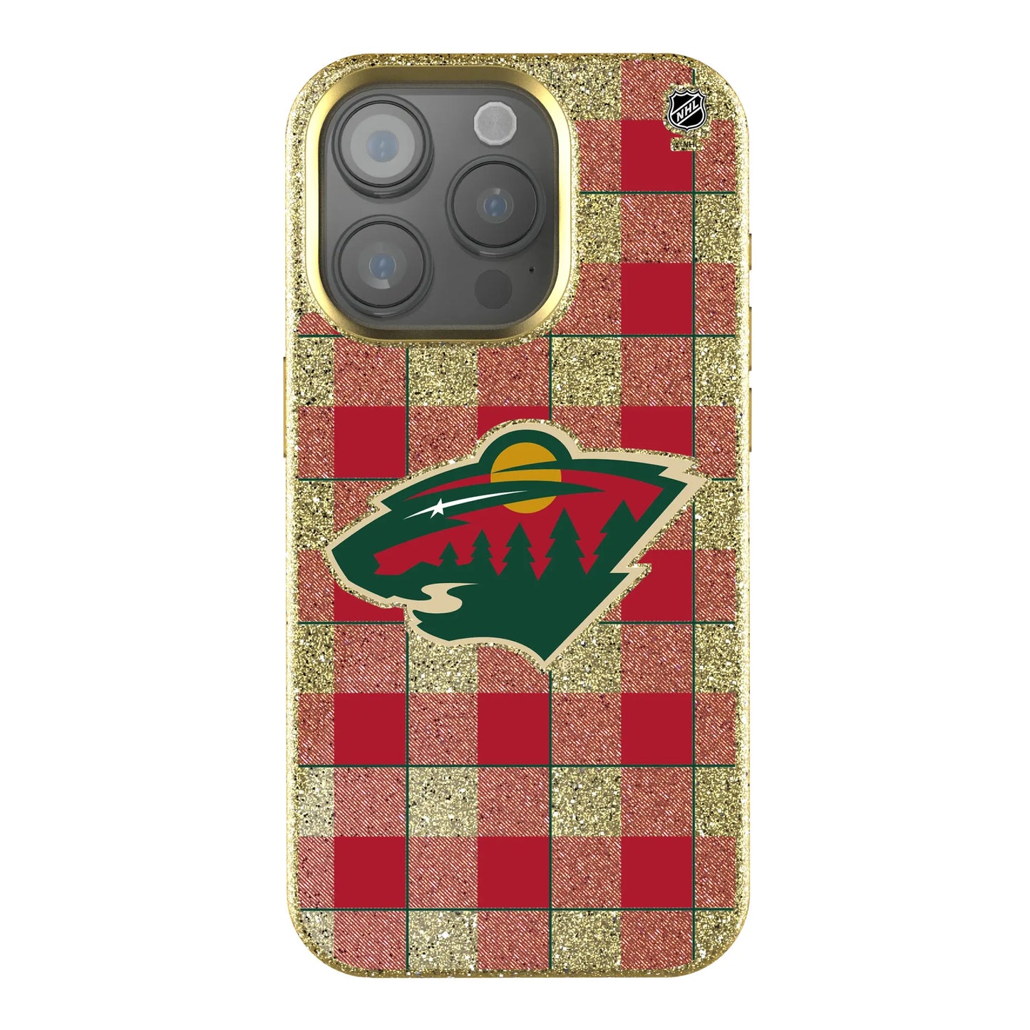 Minnesota Wild Plaid Bling Phone Case for Apple iPhone