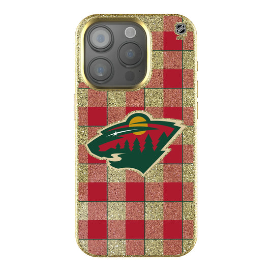 Minnesota Wild Plaid Bling Phone Case for Apple iPhone