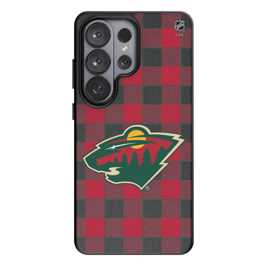 Minnesota Wild Plaid MagSafe Compatible Phone Case for Samsung Galaxy